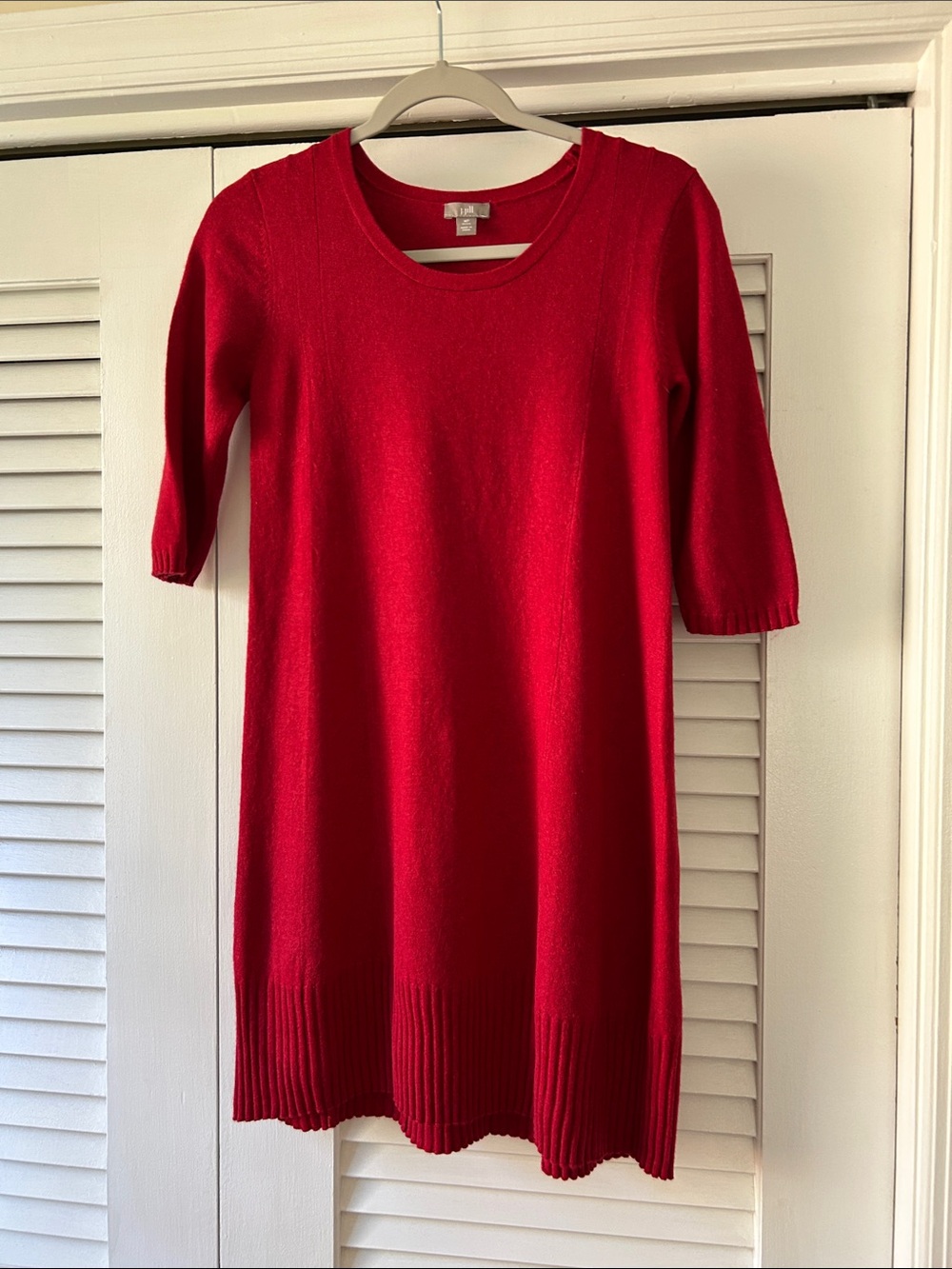 J. Jill Red Crewneck Knit Sweater Dress